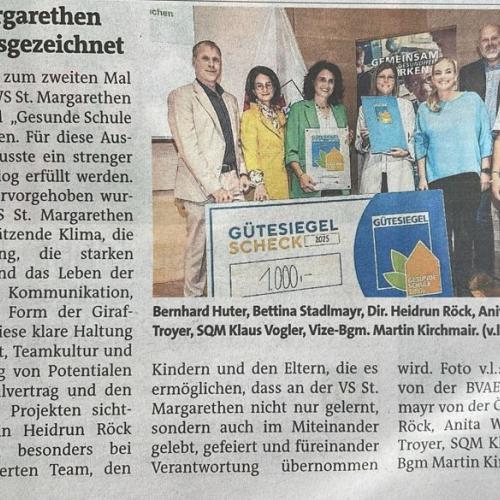 Gütesiegel "Gesunde Schule"- 2025